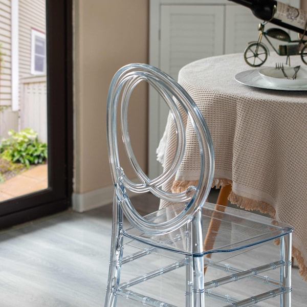 Fabulaxe Modern Acrylic Phoenix Dining Chair, Stackable Transparent Party Chair, Crystal Clear Acrylic Chair - QI004659.CL