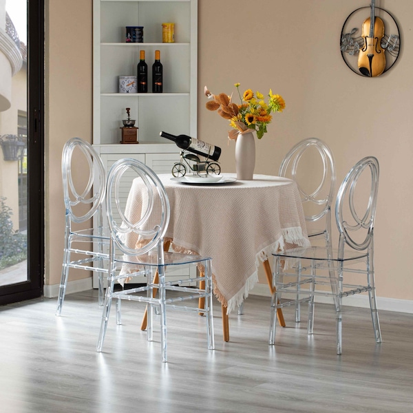 Fabulaxe Modern Acrylic Phoenix Dining Chair, Stackable Transparent Party Chair, Crystal Clear Acrylic Chair - QI004659.CL