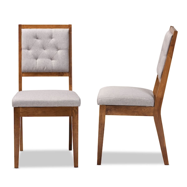Baxton Studio Gideon ModernGrey Fabric Upholstered and Walnut Brown Finished Wood Dining Chair Set(2PC) PR - 195-2PC-12145-ZORO