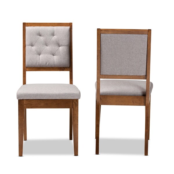 Baxton Studio Gideon ModernGrey Fabric Upholstered and Walnut Brown Finished Wood Dining Chair Set(2PC) PR - 195-2PC-12145-ZORO