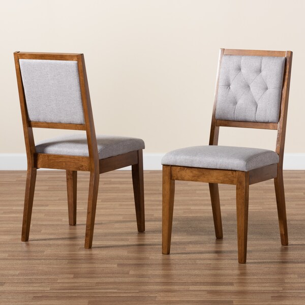 Baxton Studio Gideon ModernGrey Fabric Upholstered and Walnut Brown Finished Wood Dining Chair Set(2PC) PR - 195-2PC-12145-ZORO