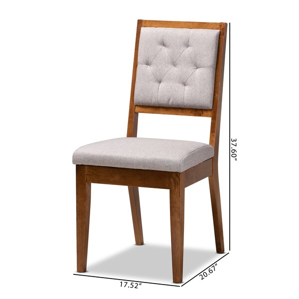 Baxton Studio Gideon ModernGrey Fabric Upholstered and Walnut Brown Finished Wood Dining Chair Set(2PC) PR - 195-2PC-12145-ZORO