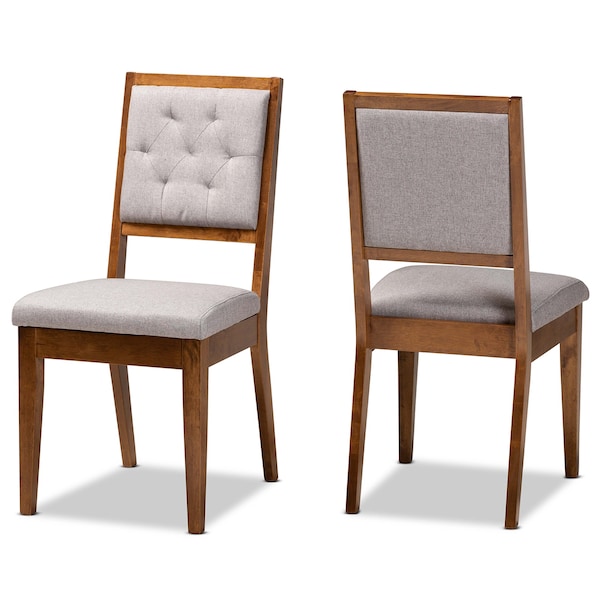 Baxton Studio Gideon ModernGrey Fabric Upholstered and Walnut Brown Finished Wood Dining Chair Set(2PC) PR - 195-2PC-12145-ZORO