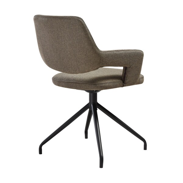Armen Living Penny Swivel Upholstered Dining Chair in Brown Fabric with Black Metal Legs - Set of 2 - LCPESICOBLK