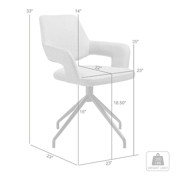 Armen Living Penny Swivel Upholstered Dining Chair in Brown Fabric with Black Metal Legs - Set of 2 - LCPESICOBLK
