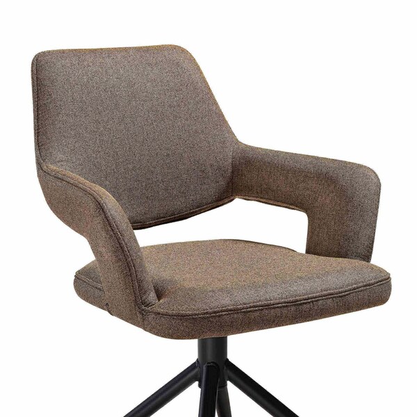 Armen Living Penny Swivel Upholstered Dining Chair in Brown Fabric with Black Metal Legs - Set of 2 - LCPESICOBLK