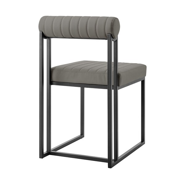Armen Living Anastasia Dining Chair with Matte Black Iron and Light Gray Faux Leather - Set of 2 - LCANSIBLKPGRY
