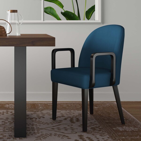 Manhattan Comfort Hillman Dining Arm Chair in Blue - DC087AR-BL