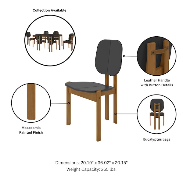 Manhattan Comfort Gales Dining Chair in Black - Set of 4 - 2-DC-83938-BK