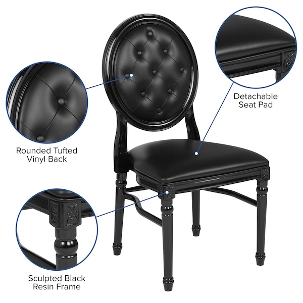 Flash Furniture Tufted Black Dining Chair - LE-B-B-T-MON-GG