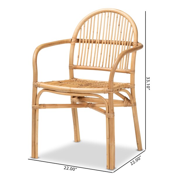 Baxton Studio Tugera Modern Bohemian Natural Brown Rattan Dining Chair - 211-12767-ZORO