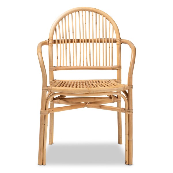 Baxton Studio Tugera Modern Bohemian Natural Brown Rattan Dining Chair - 211-12767-ZORO