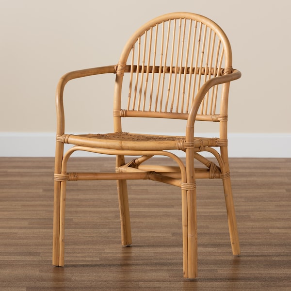 Baxton Studio Tugera Modern Bohemian Natural Brown Rattan Dining Chair - 211-12767-ZORO