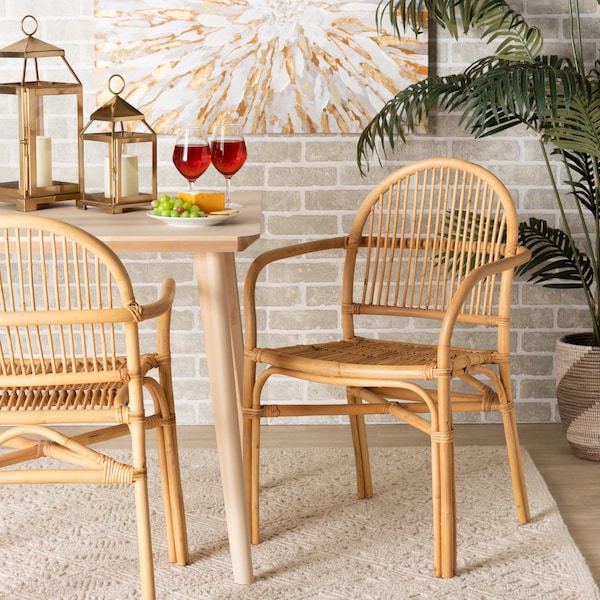 Baxton Studio Tugera Modern Bohemian Natural Brown Rattan Dining Chair - 211-12767-ZORO