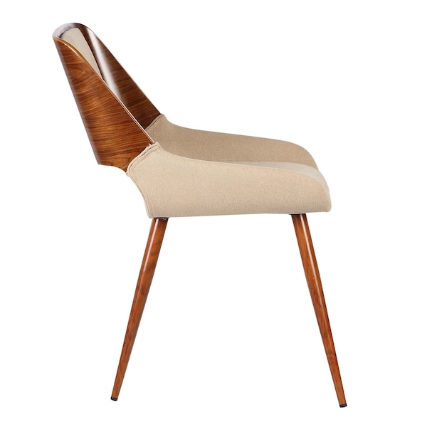 Armen Living Panda Mid-Century Dining Chair in Walnut Finish and Brown Fabric - LCPNSIWABR