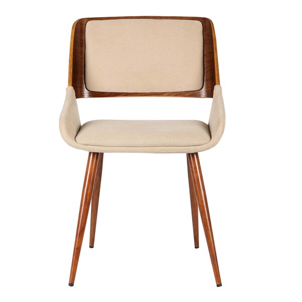 Armen Living Panda Mid-Century Dining Chair in Walnut Finish and Brown Fabric - LCPNSIWABR