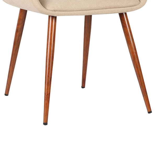 Armen Living Panda Mid-Century Dining Chair in Walnut Finish and Brown Fabric - LCPNSIWABR