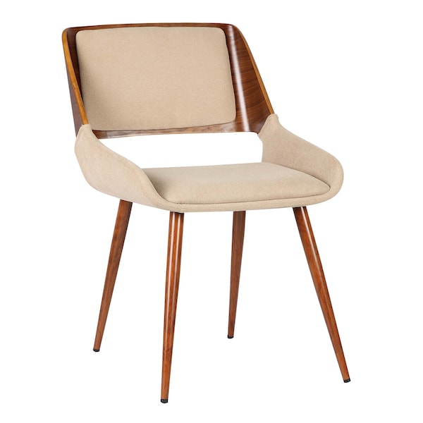 Armen Living Panda Mid-Century Dining Chair in Walnut Finish and Brown Fabric - LCPNSIWABR