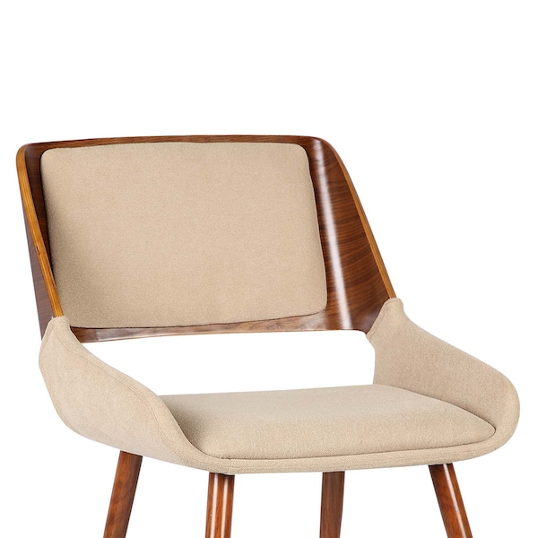 Armen Living Panda Mid-Century Dining Chair in Walnut Finish and Brown Fabric - LCPNSIWABR