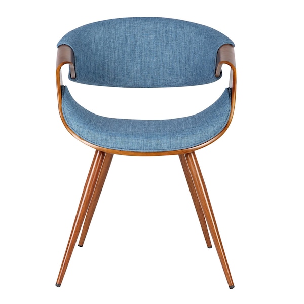 Armen Living Butterfly Mid-Century Dining Chair in Walnut Finish and Blue Fabric - LCBUCHWABL