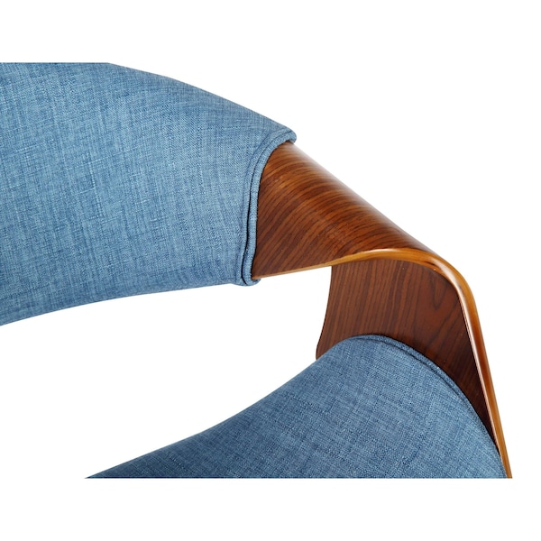 Armen Living Butterfly Mid-Century Dining Chair in Walnut Finish and Blue Fabric - LCBUCHWABL