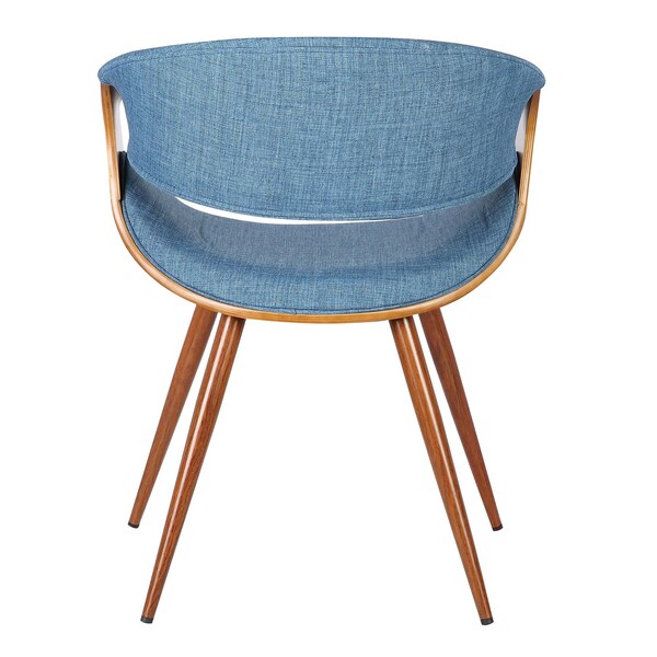 Armen Living Butterfly Mid-Century Dining Chair in Walnut Finish and Blue Fabric - LCBUCHWABL