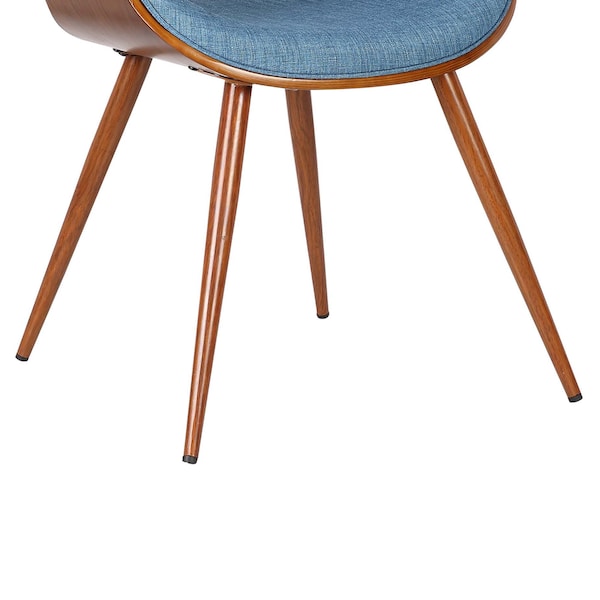 Armen Living Butterfly Mid-Century Dining Chair in Walnut Finish and Blue Fabric - LCBUCHWABL