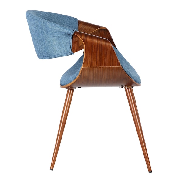 Armen Living Butterfly Mid-Century Dining Chair in Walnut Finish and Blue Fabric - LCBUCHWABL