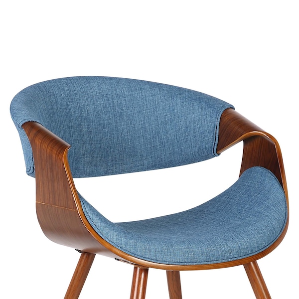 Armen Living Butterfly Mid-Century Dining Chair in Walnut Finish and Blue Fabric - LCBUCHWABL