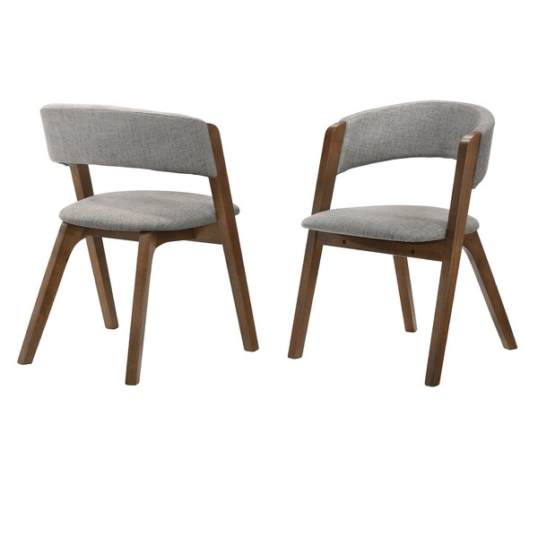 Armen Living Rowan Gray Upholstered Dining Chairs in Walnut Finish - Set of 2 - LCRWSIGRWA