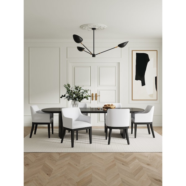 Manhattan Comfort Gansevoort Faux Leather Dining Armchair in Cream - DC051AR-CR
