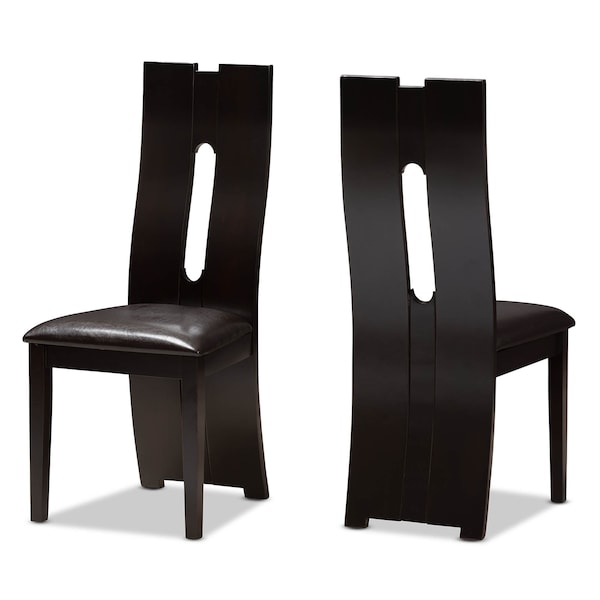 Baxton Studio Alani Modern Dark Brown Faux Leather Upholstered Dining Chair, PK2 - 142-8036