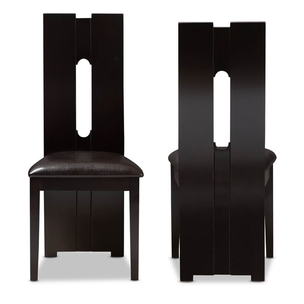 Baxton Studio Alani Modern Dark Brown Faux Leather Upholstered Dining Chair, PK2 - 142-8036