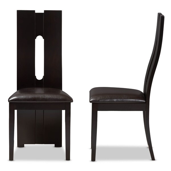 Baxton Studio Alani Modern Dark Brown Faux Leather Upholstered Dining Chair, PK2 - 142-8036