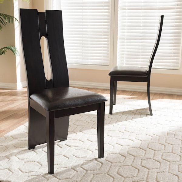 Baxton Studio Alani Modern Dark Brown Faux Leather Upholstered Dining Chair, PK2 - 142-8036