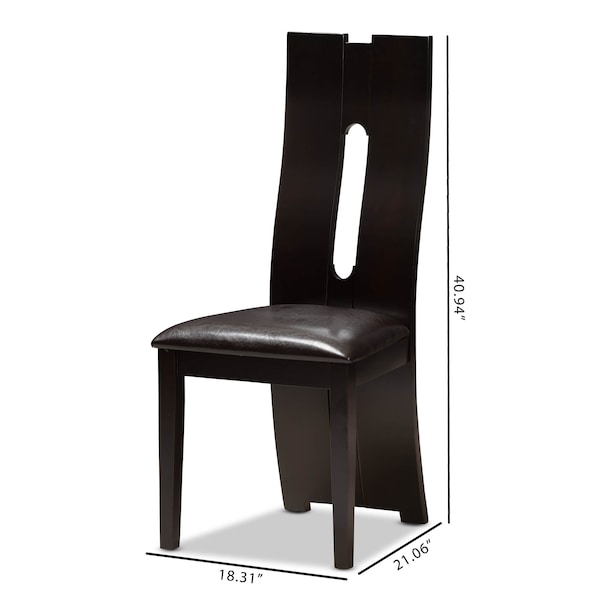 Baxton Studio Alani Modern Dark Brown Faux Leather Upholstered Dining Chair, PK2 - 142-8036