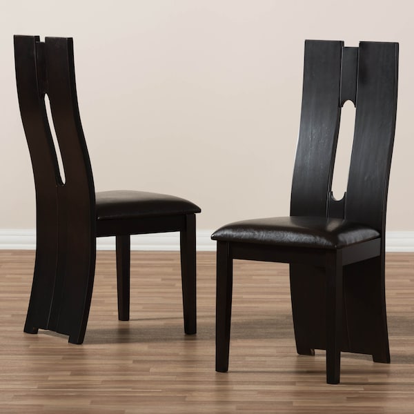 Baxton Studio Alani Modern Dark Brown Faux Leather Upholstered Dining Chair, PK2 - 142-8036