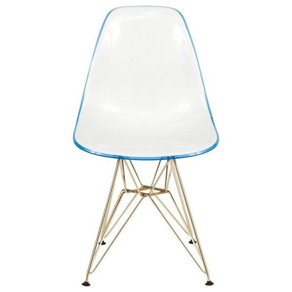 Leisuremod Cresco Molded 2-Tone Eiffel Dining Side Chair with Gold Base, White Blue, 4PK - CR19WBUG4