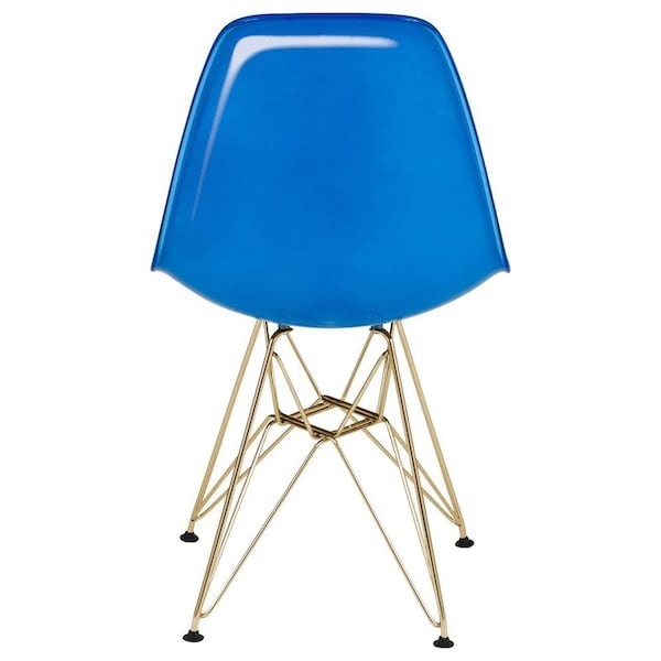 Leisuremod Cresco Molded 2-Tone Eiffel Dining Side Chair with Gold Base, White Blue, 4PK - CR19WBUG4
