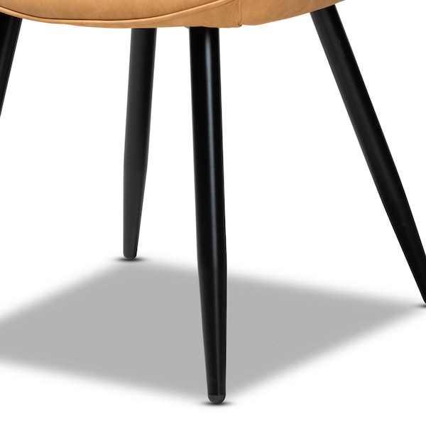 Baxton Studio Astrid Tan Upholstered and Black Metal 4-Piece Dining Chair Set - 171-10793