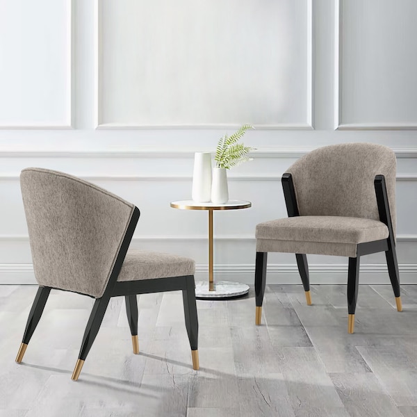 Manhattan Comfort Modern Ola Boucle Dining Chair in Stone, 2PK - 2-DC075-ST