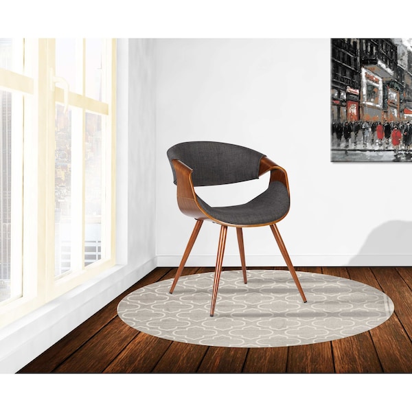 Armen Living Butterfly Mid-Century Dining Chair in Walnut Finish and Charcoal Fabric - LCBUCHWACH
