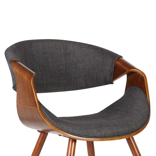 Armen Living Butterfly Mid-Century Dining Chair in Walnut Finish and Charcoal Fabric - LCBUCHWACH