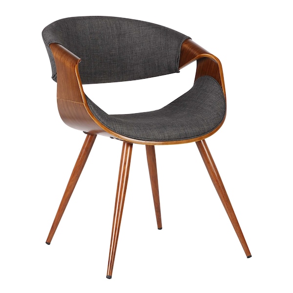 Armen Living Butterfly Mid-Century Dining Chair in Walnut Finish and Charcoal Fabric - LCBUCHWACH