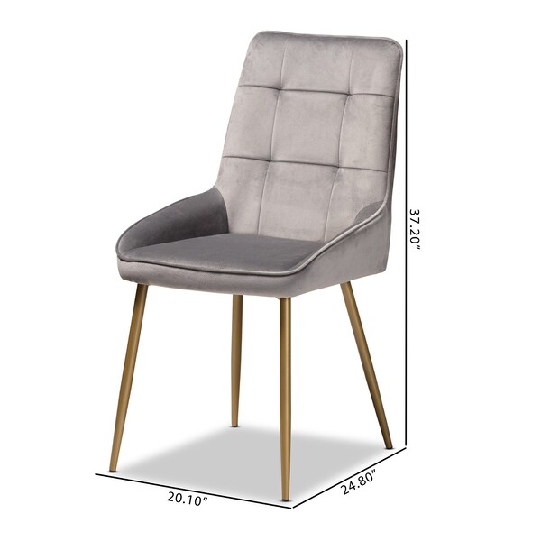 Baxton Studio Gavino Modern Luxe and Glam Grey Velvet  Upholstered and Gold Metal 2-Piece Dining Chair Set, PR - SET OF 2 190-11790-ZORO
