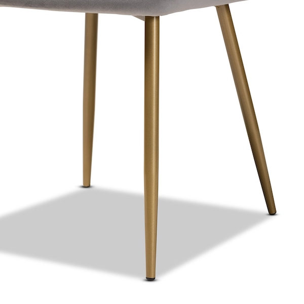 Baxton Studio Gavino Modern Luxe and Glam Grey Velvet  Upholstered and Gold Metal 2-Piece Dining Chair Set, PR - SET OF 2 190-11790-ZORO
