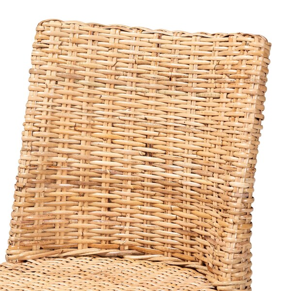 Bali & Pari Rowen Bohemian Light Honey Kubu Rattan and Mahogany Wood Dining Chair - 245-13712-ZORO