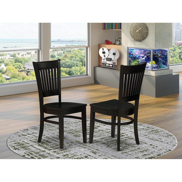 East West Furniture 2 Piece Vancouver Wooden Dining Chair Set - Black - VAC-BLK-W