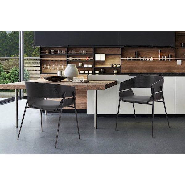 Armen Living Bronte Wood and Metal Contemporary Dining Room Chairs Set of 2 - LCBRSIBLGR