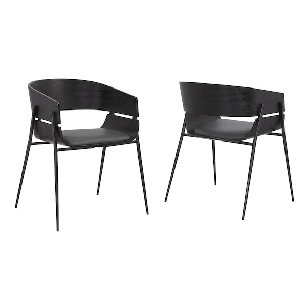 Armen Living Bronte Wood and Metal Contemporary Dining Room Chairs Set of 2 - LCBRSIBLGR